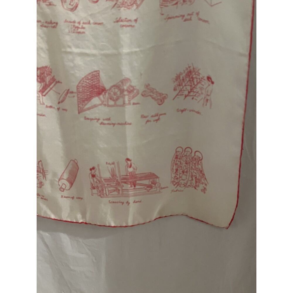 Vintage International Silk Association Made In Japan Silk Handkerchief Red White - Picture 9 of 9